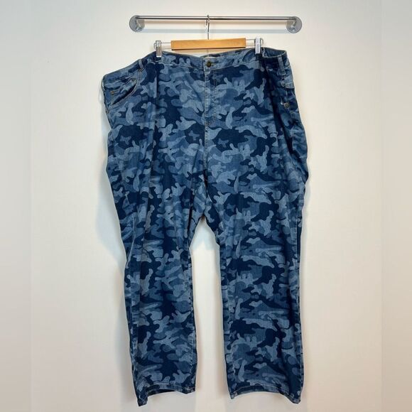 Woman Within Blue Jeans Camo pattern SZ 36W Plus Size - Picture 1 of 10